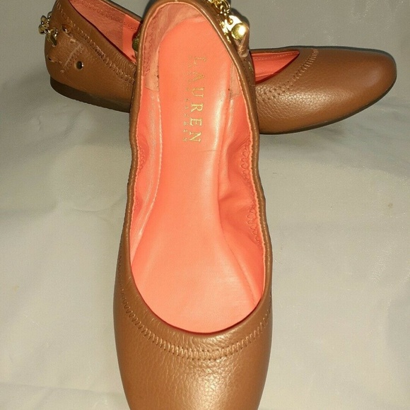 Lauren by Ralph Lauren Leather Ballet Flats w/ Gold Chain 6 Like New Hardly Worn - Picture 2 of 6